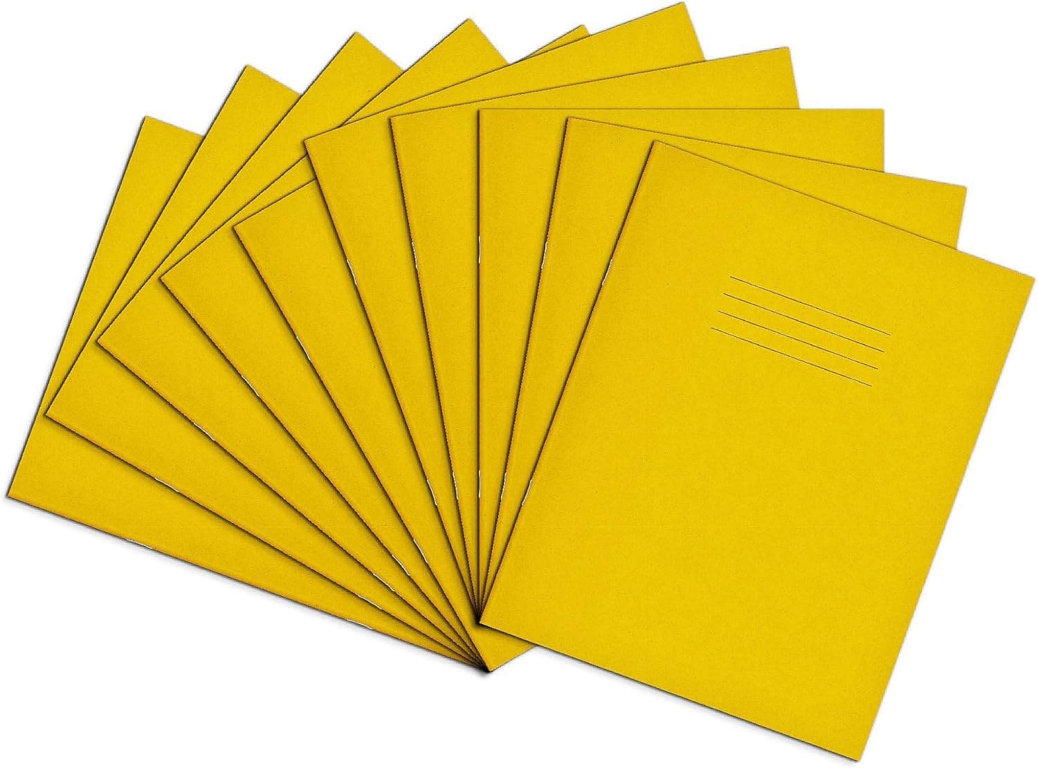 Rhino A5+ Exercise Books, 64-Page / 8mm Lined with Margin Paper Notebook, 10-Pack, 9 x 7 Writing Book, Office & School Stationery Supplies, Yellow