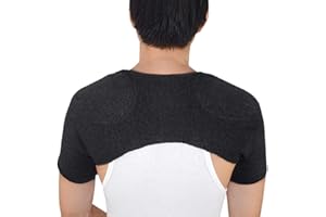 ITODA Knitted Double Shoulder Warm Compression Sleeve Wrap Recovery Office Home Knit Cashmere Guard for Rotator Cuff Shoulder Chronic Tendonitis Pain Relief