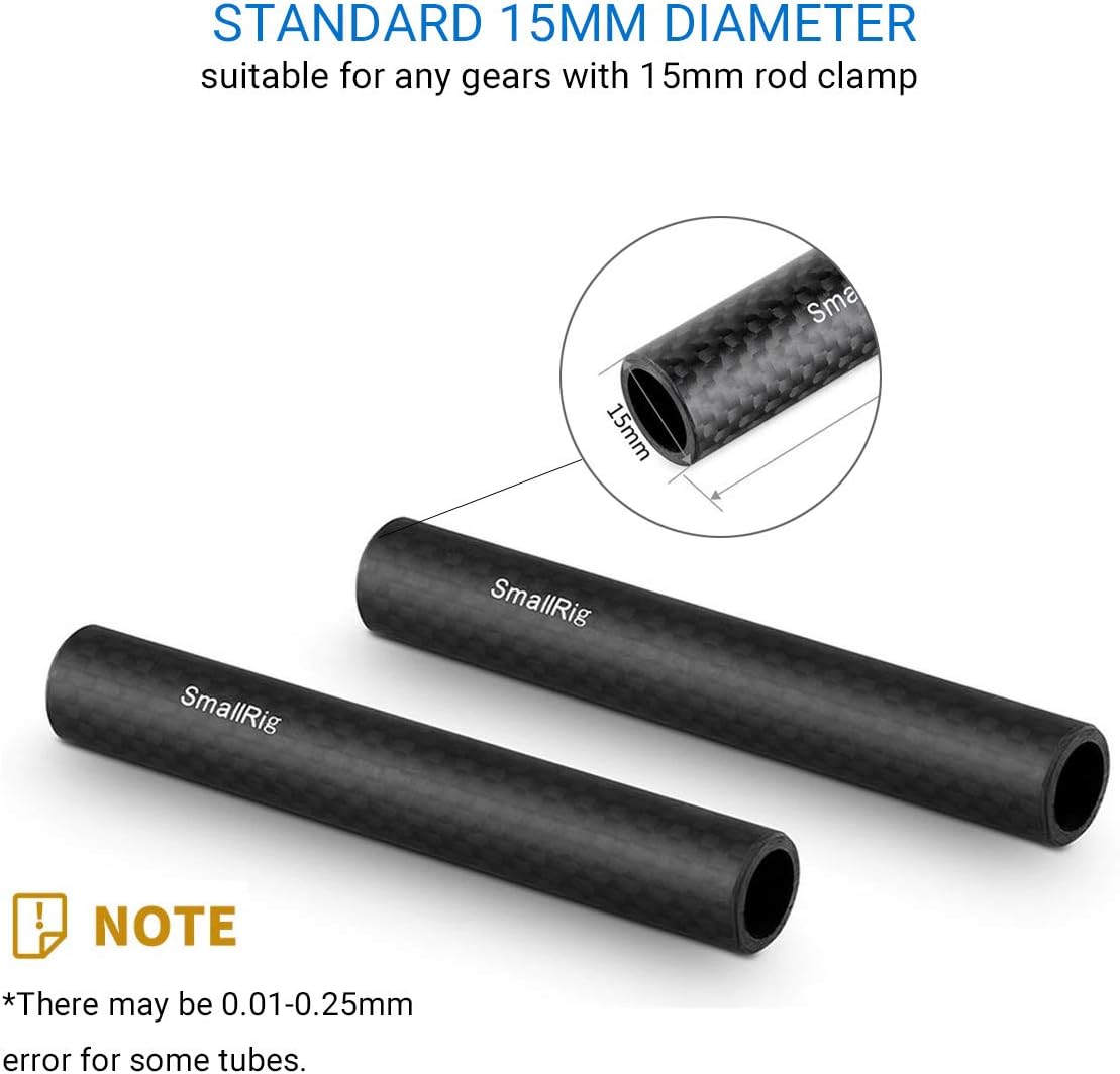 SMALLRIG Carbon Fiber 15mm Rods 4 Inches (2 PCS) - 1871, 2 x Carbon fiber rod, 4 inch/ 10cm - Image 5