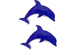 MERIDIAN TILE PRODUCTS Aquatic Custom Tile Porcelain Swimming Pool Dolphin Step Marker Mosaic(4.5"-Cobalt Blue) (2 Pack)