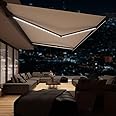 vhdurike Fully Automatic Retractable Awning, Sunshade Shelter with LED Light, Outdoor Sun Shade, New Upgrade Electric Patio Canopy for Backyard Garden Balcony,6.5 * 5FT