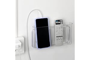 APSOONSELL Wall Mount Storage Organizer Box for Phone Remote Control Holder Clear L