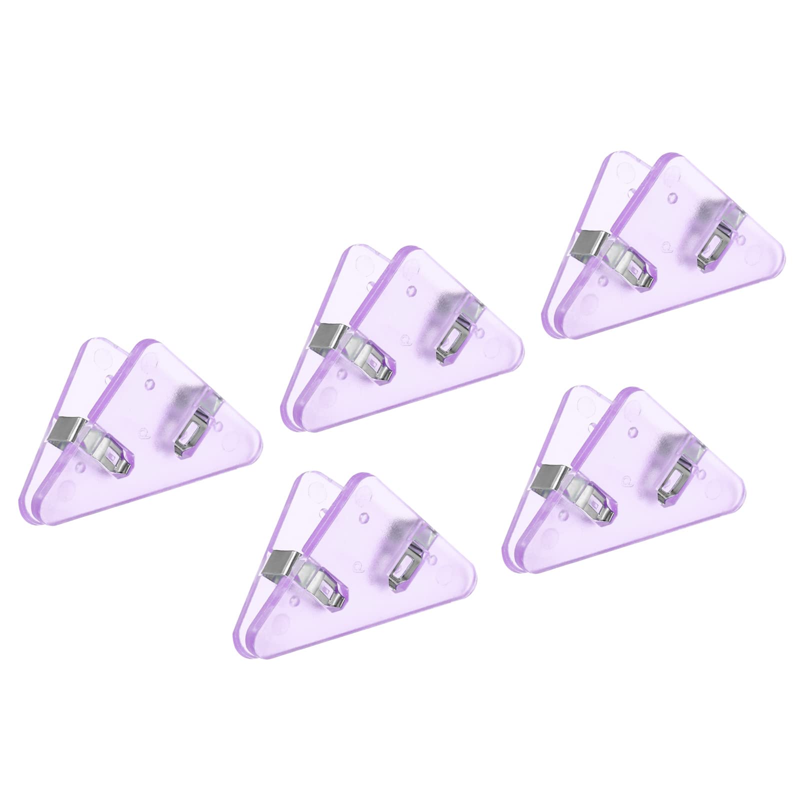 PATIKIL Multifunctional Document Clip,5Pcs Triangular Clips for Books Pages, Prevent Books Curling for Office, Reading Markers Clips, Clear Purple