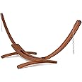 SUNCREAT 14 ft Wooden Hammock Stand Only, Heavy Duty Larch Wood Arc Hammock Stand with Chains and Carabiners, 475 lbs Capacity