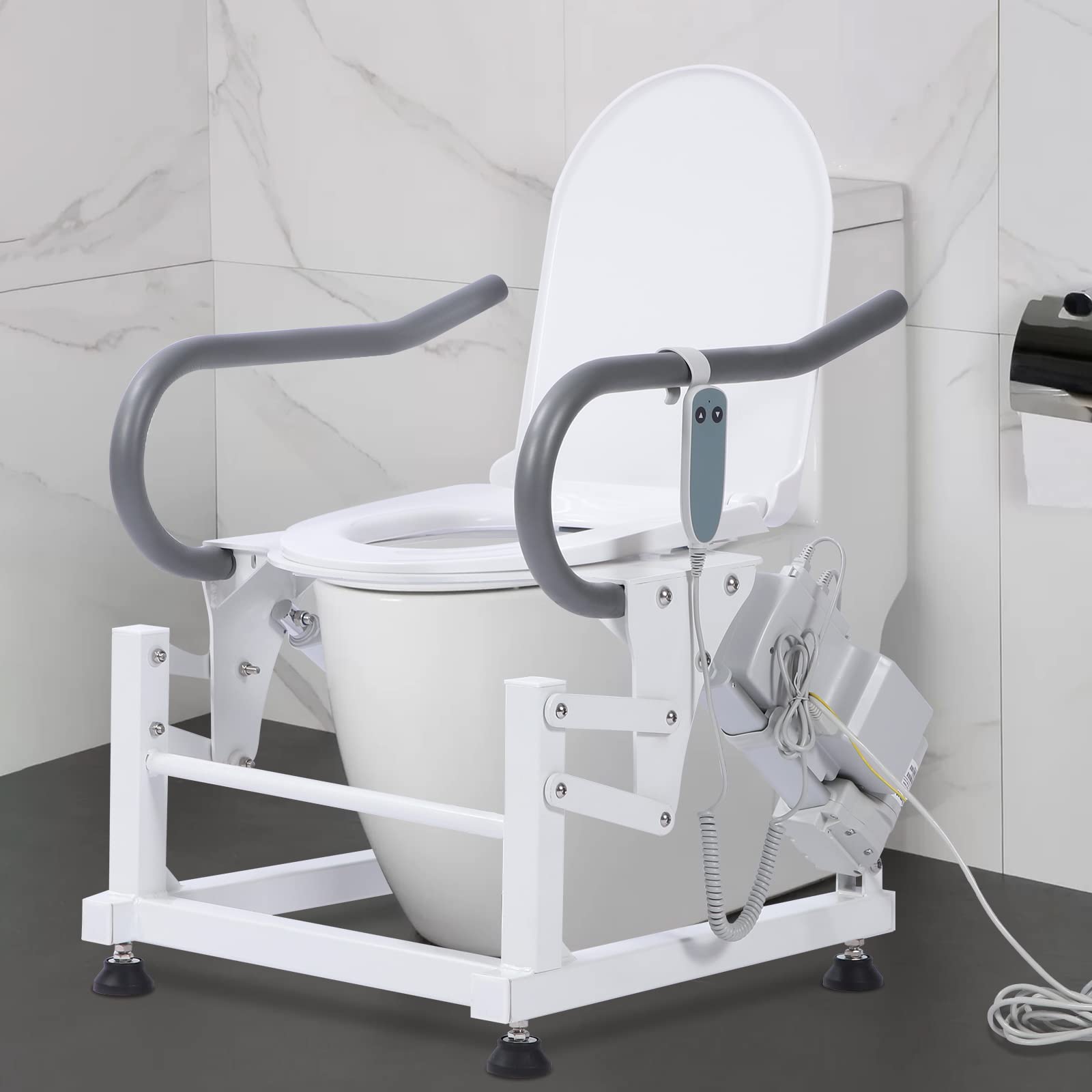Photo 1 of Lift Toilet Seat for Elderly with Padded Arms, Dual Motors Electric Sit to Stand Lift for Elderly and Disabled, Toilet Seat Lift Supports Up to 440lbs