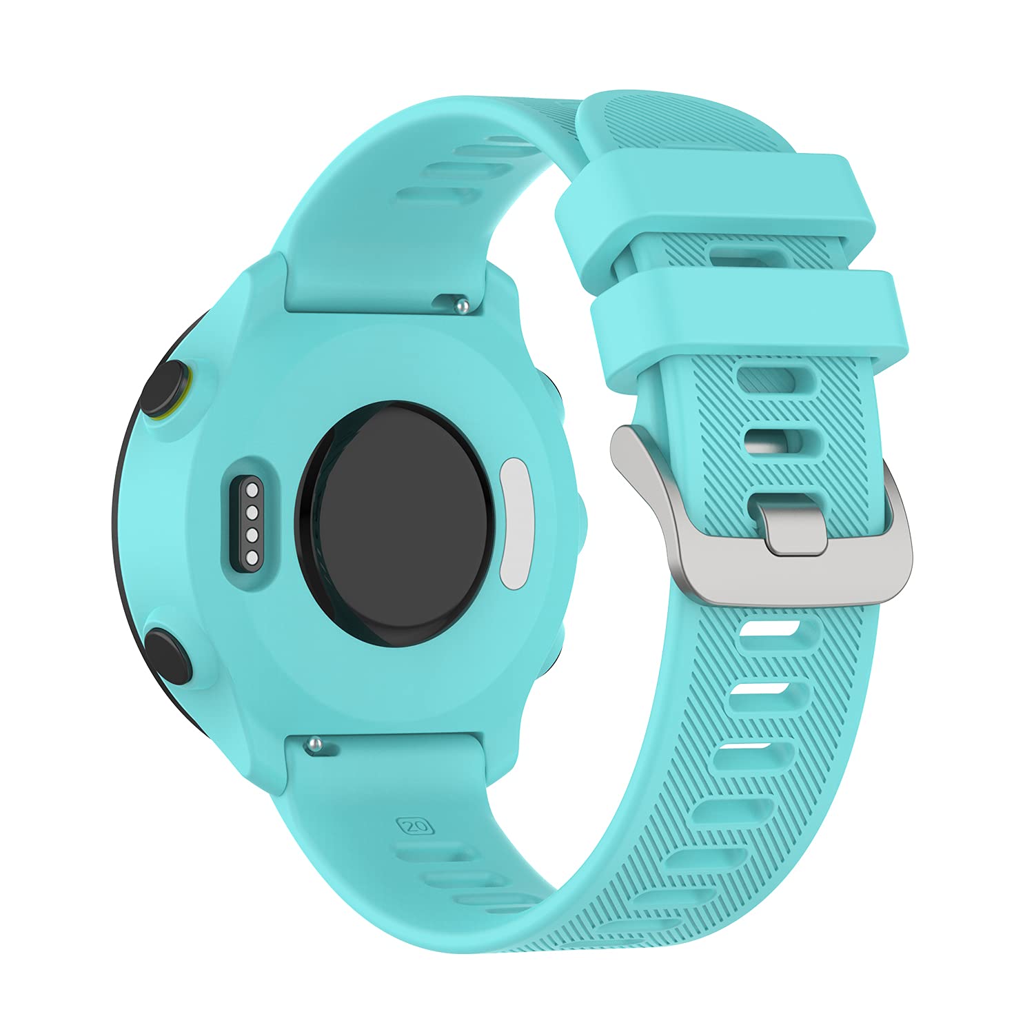 Garmcool 20mm Strap Compatible with Garmin Forerunner 55/245/645/165/158, Venu, Venu Sq/2 Plus/Sq 2 Women Men, Silicone Classic Replacement Band Aqua (Strap Only)