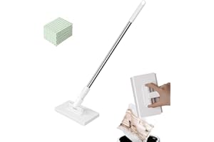 Mini Mop with 10 Reusable Microfiber Cloths - Easy to Use Cleaning Mop for Floors, Walls, Windows | Lazy Household Cleaning T