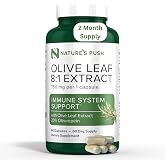 Super Potent 750mg Capsule with Olive Leaf 8:1 Extract 20% Oleuropein for Immune System, Skin, and Heart Health Support Vegan Non-GMO USA cGMP Gluten Free Antioxidants 60 Capsules 2 Month Supply