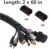 MOSOTECH Cable Tidy Sleeves 2x60" Black Cord Organizer for PC TV Computer Home view 3