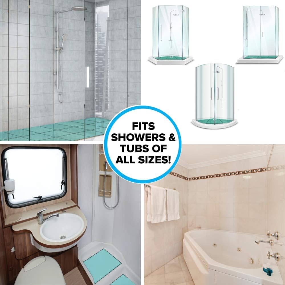 SlipX Solutions Versatile Expandable Bath & Shower Safety Mat System Fits Any Size Tub or Shower! (Custom Size, Clear): Health & Personal Care