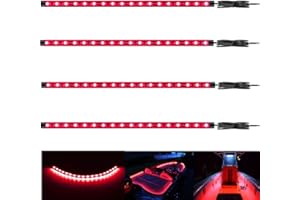 Vbakor Boat Led Strip Lights, 4 Pcs 24'' Marine Boat Interior Courtesy Deck Navigation Lights, Super Bright Waterproof Marine Led Lights Strip for 12V Pontoon Fishing Boat Yacht Kayak Sailboat (Red)