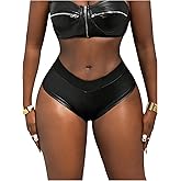 Milumia Women's Leather Micro Shorts Cheeky Booty Rave Club Low Rise Shorts