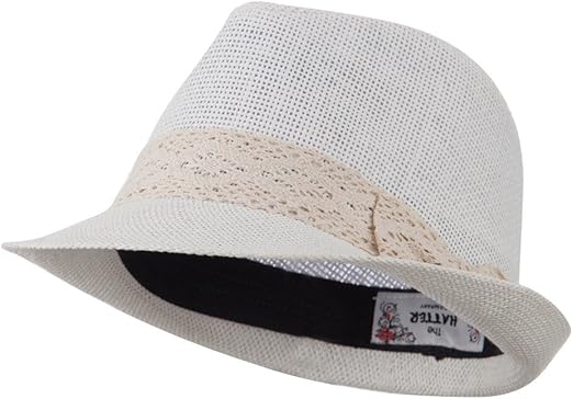 white straw fedora hat