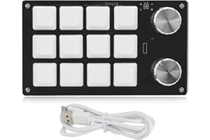 Arsor One Handed Programmable Mechanical Keyboard, 12 Keys RGB Multifunctional Gaming Keypad Macro Keyboard with Knob Plug an