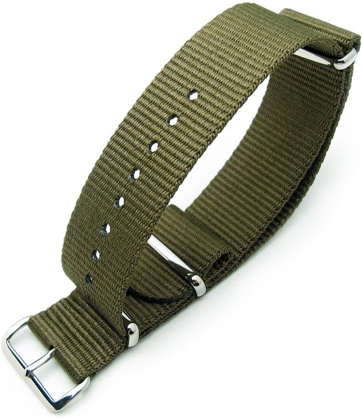 MiLTAT 22mm G10 NATO Watch Strap, Ballistic Nylon, Brushed, Military Green