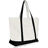 22" Heavy Duty Cotton Canvas Tote Bag (Zippered)
