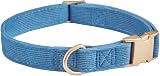 YUDOTE Ultra-soft Dog Collar Natural Cotton Corduroy for Small Dogs Blue-Gray view 6