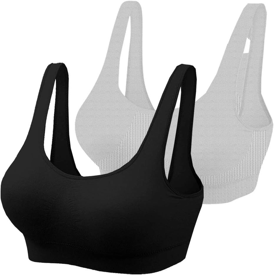 Mysha Women's Nylon Cotton Non-Padded Non-Wired Sports Bra (Pack of 2)