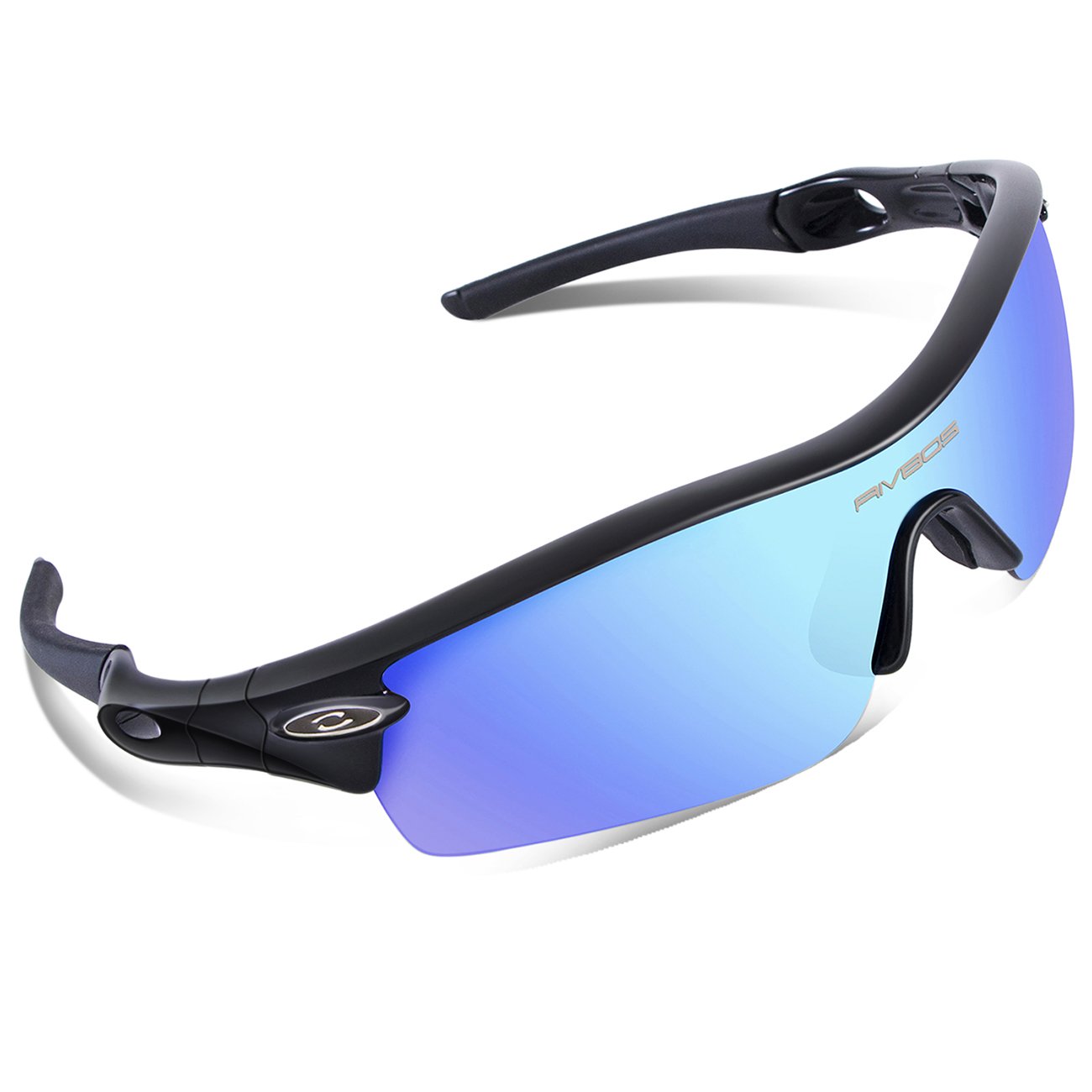 RIVBOS 805 POLARIZED Sports Sunglasses Glasses with 5 Set Interchangeable Lenses for Cycling