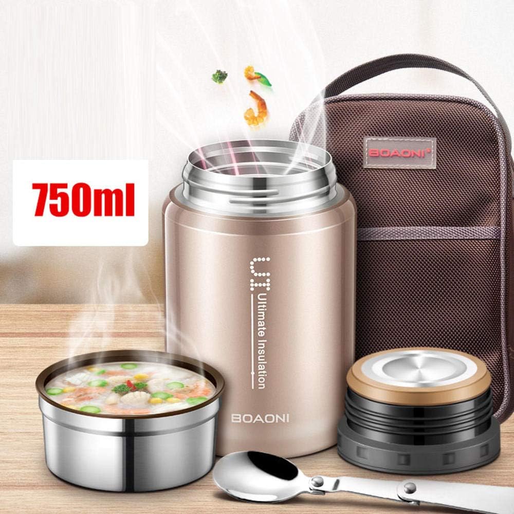 Boaoni 750Ml Thermos Food Jar Vacuum Insulated Stainless Steel Thermal Kitchen Lunch Box Keep Heat Containers With Folding Spoon