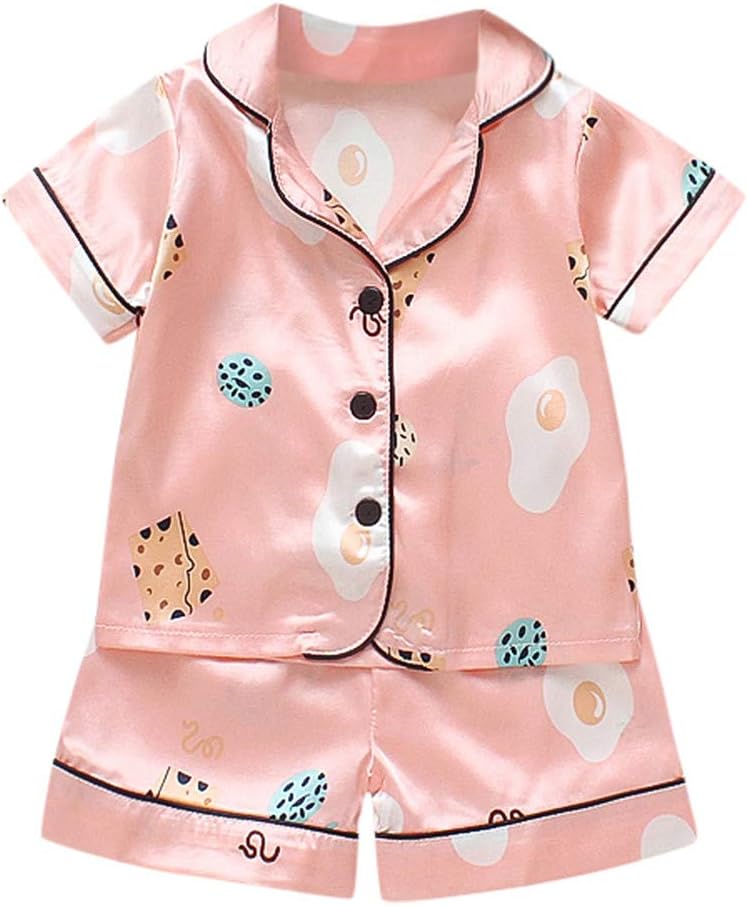 Toddler Kids Baby Boys Girls Cartoon Pajamas Sleepwear T Shirt Shorts Clothes Set