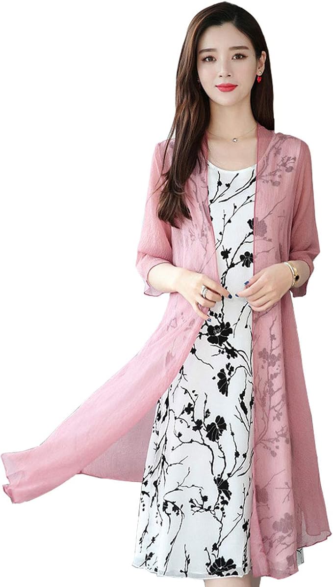 Amazon 大きいサイズ レディース ボタニカルワンピース ロングカーデ シースルー 2枚セット Ll 3l 4l 5l カーディガン ボレロ 通販