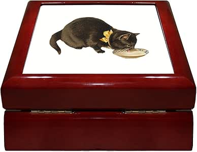 Black Cat  Drinks Milk Pets Animlas Vintage Look Jewelry 