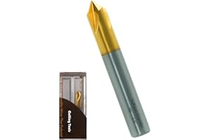 Sulfuras Chamfer End Mill, 90° V Groove, 3/8" Shank, AlTiBN Coated- Perfect Mill Bits for Wood, Alloy Steels, Hardened Steels, Metals - Ideal for DIYers & Pros, CNC Carving Bits etc. (1PC, 3/8"- 90°)