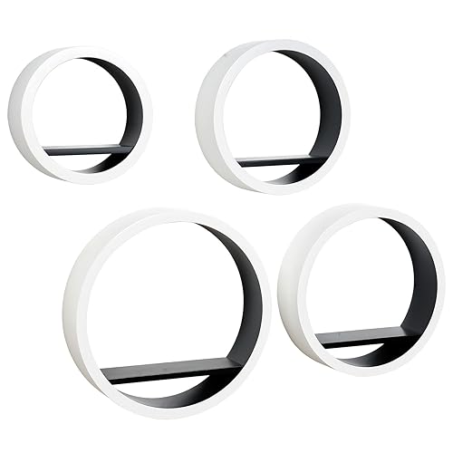 Set of 4 lounge shelf retro 70s circle wall shelf white Amazon.co.uk
