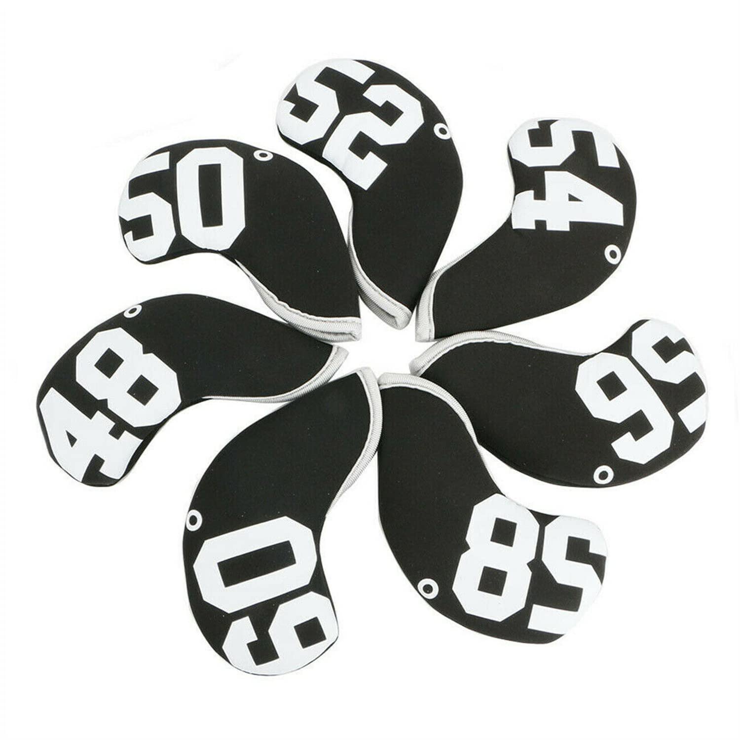 7pcs Black Premium Neoprene Golf Wedge Headcovers Set 48 50 52 54 56 58 60 Degree Wedge Club Head Cover