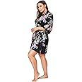 KIM+ONO Plus Size Women's Satin Kimono Robe Short - Floral