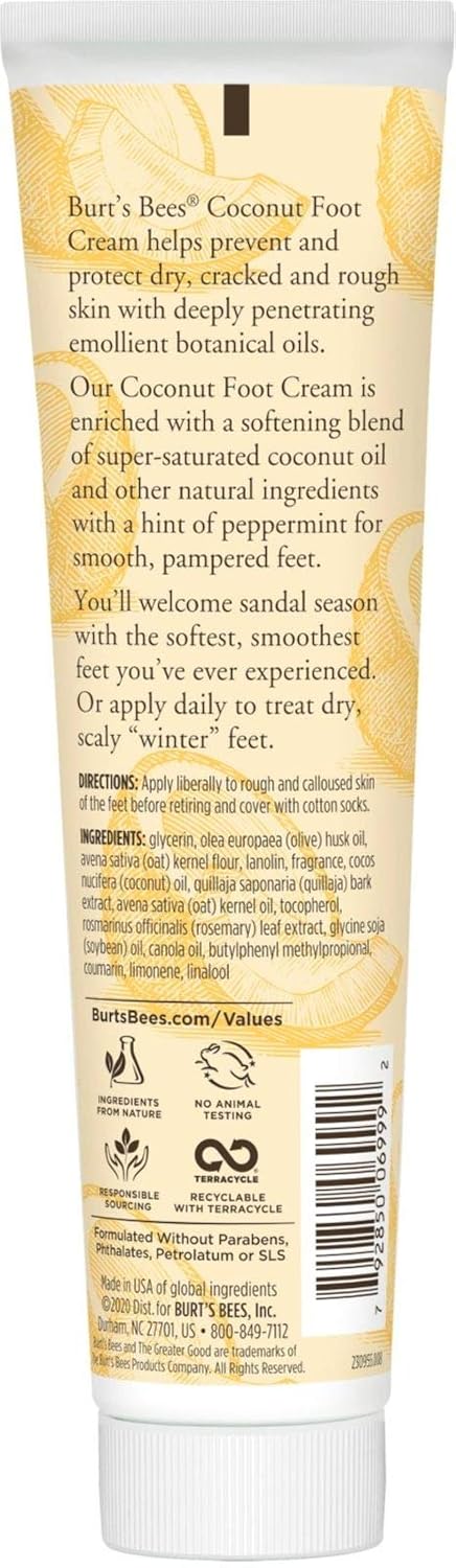Burt's Bees Coconut Foot Cream, 4.34 Ounces : Foot Creams : Beauty