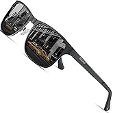 CARFIA Metal Polarized Sunglasses for Men UV400 Protection, Cool Shades with Spring Hinges & Grid Pattern CA5223