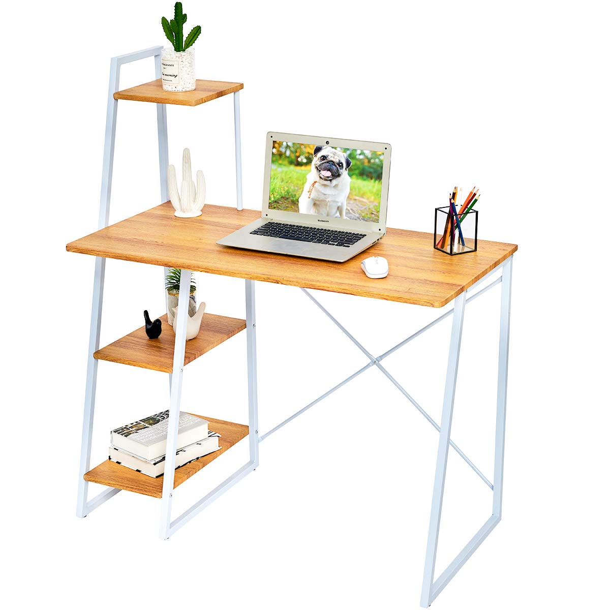Buy Computer Desk with Shelves,Writing Desk with Storage Shelves Study