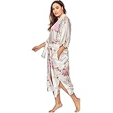 KIM+ONO Plus Size Luxury Kimono Robe for Women | Long Satin Floral Robe | Original Design | Removable Waist Tie Closure