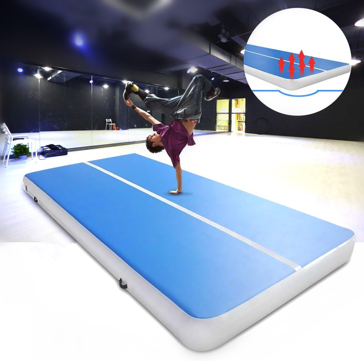 Global Brands Online 236.2x39.4x3.94inch PVC Inflatable GYM Air Track Mat Airtrack Gymnastics Mat Cheerleading Training