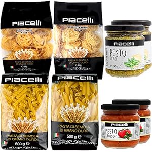 Italienisches Nudelpaket Feinkost Set Pasta & Pesto Spezialitäten Feinschmecker Paket Tagliatelle Penne Fusillini Ciuffi