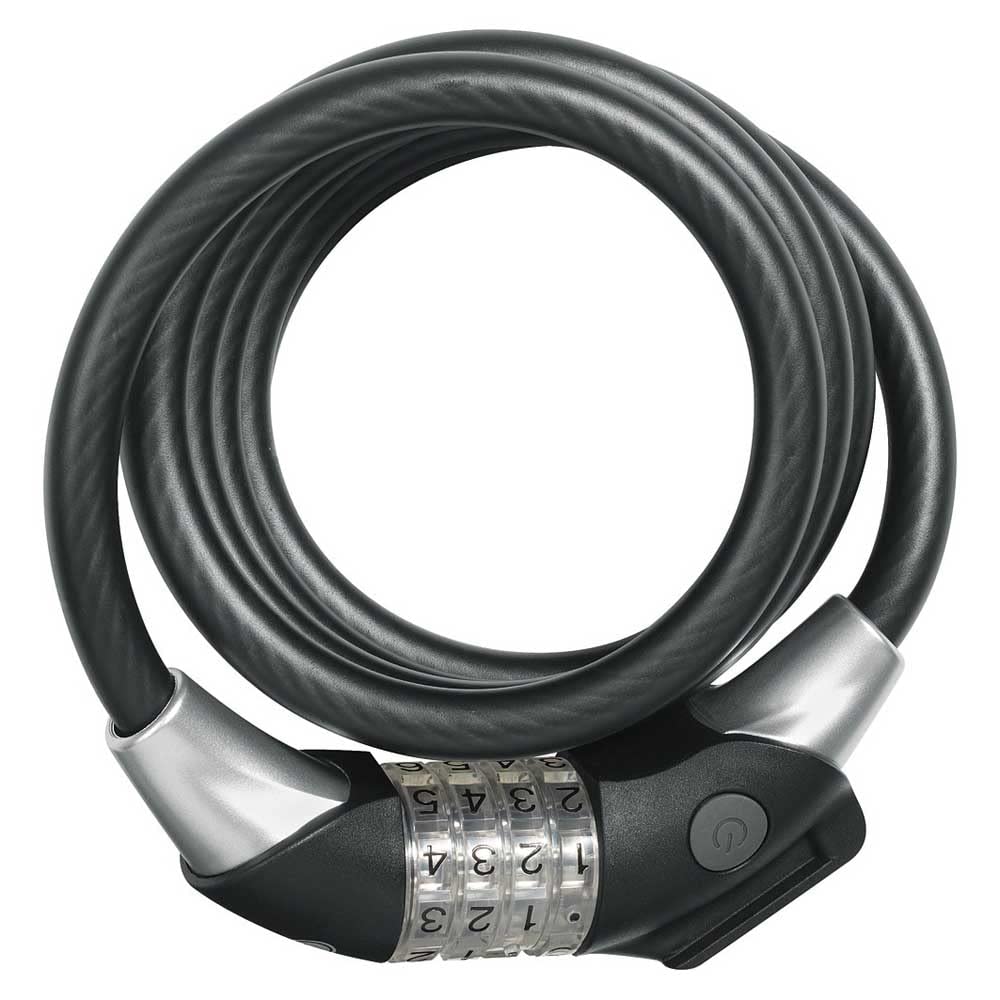 ABUS spiral cable lock Raydo Pro 1450/185 + TexKF holder - combination lock with illuminated LED cylinders - security level 4-185 cm, black