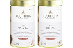 TEAMONK GLOBAL Teamonk Sei Premium High Mountain White Tea Loose Leaf (125 Cups) - 8.8 oz | 100% Natural Tea | Powerful Antioxidant Tea Leaves | Tea for Glowing Skin | Immunity Boosting Tea | No Additives