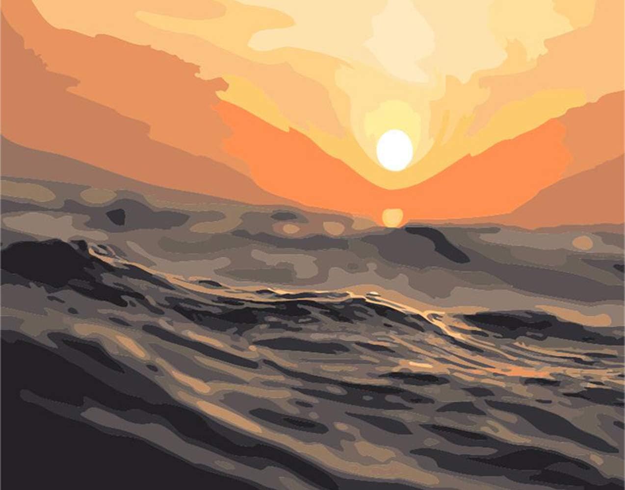 KZIK Paint by Numbers Kits DIY Oil Painting for Adults Drawing On Canvas by Hand Coloring Arts Crafts & Sewing - Desert Sunset 16"x20"