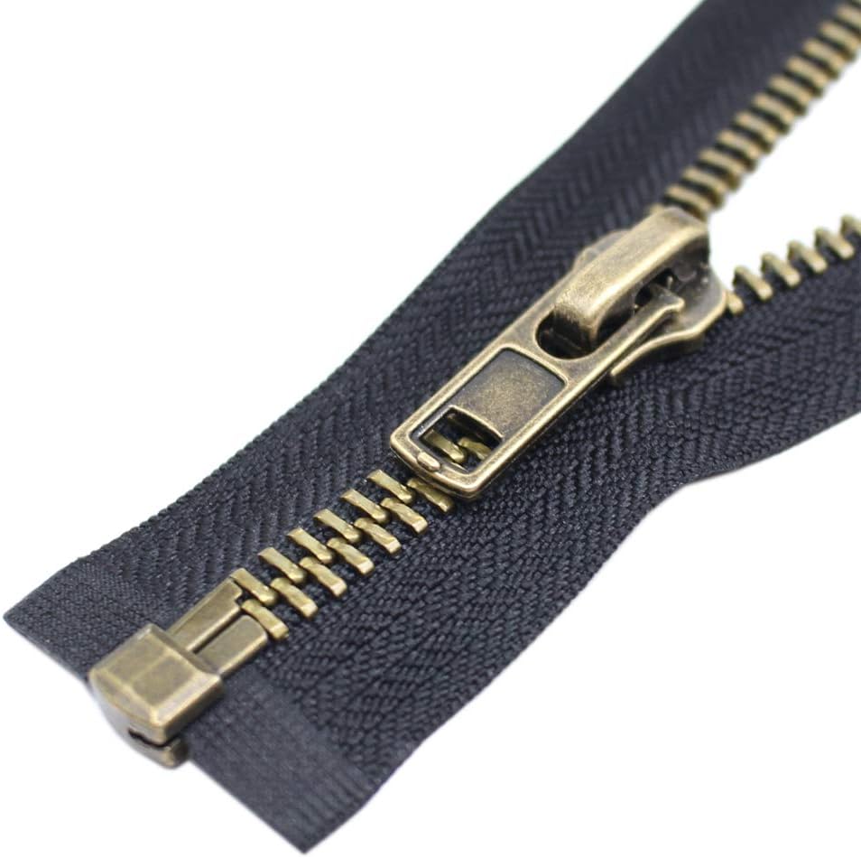 ByaHoGa 2 Cerniere Lampo Metalliche #5 – 100 Cm, Divisibili, Colore Argento Anticato – Per Giacche, Cappotti E Cucito