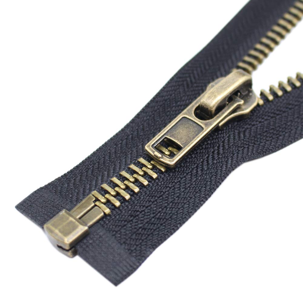 ByaHoGa 26 Inch #8 Anitique Brass Separating Jacket Zipper Y-Teeth Metal Zipper Heavy Duty Metal Zippers for Jackets Sewing Coats Crafts (26" Anti-Brass)