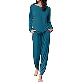 Ekouaer Soft Pajama Set Women Pullover Long Sleeve lounge Sets Jogger Pants Loungewear Sleepwear Sets with Pockets