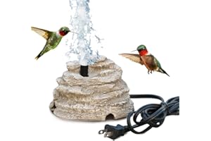 Bird Bath Water Fountain Resin Rock Fountain with 9.8ft Cord Length Water Pump Rock Waterfall for Hummingbird Birdbath Outdoo