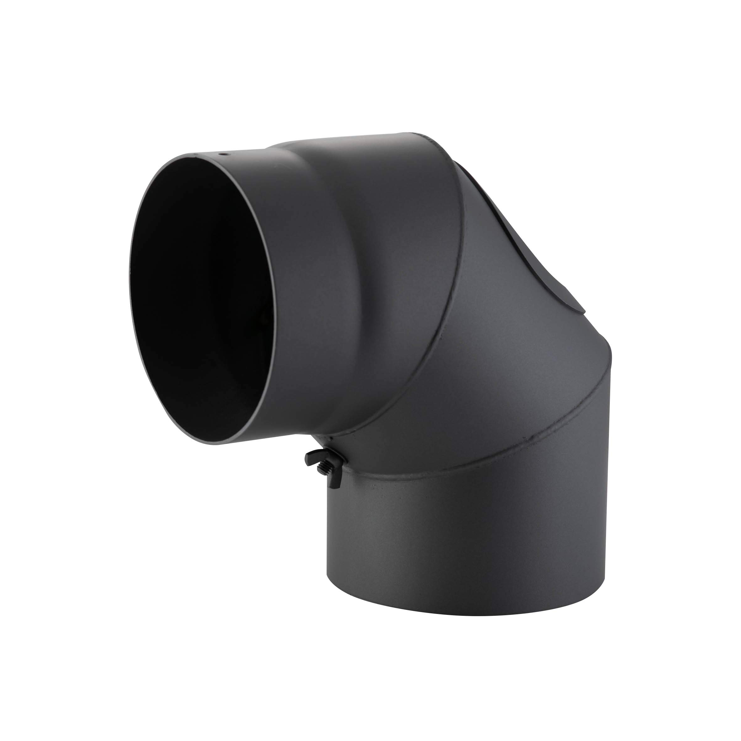 Kamino-Flam 90° Elbow Pipe Ø 150 mm, Steel Stove Pipe Elbow with Door, Elbow Chimney Pipe with Heat Resistant Senotherm Coating, Single Wall Flue Elbow with Door EN 1856-2 Standard, Cast Iron Grey