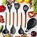 Premium Cooking Utensils Set For Nonstick Cookware - Silicone Kitchen Utensil Set - Heat Resistant Wooden Spoons for Cooking - Silicone Serving Spoons Spatula Set Spaghetti Spoon Rest for Stove Grey