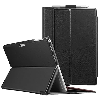 Fintie Schutzhülle für Surface Pro 6 - Business Hülle mit Harter Schale, anpassbarer Betrachtungswinkel, kompatibel mit der Type Cover Tastatur für Microsoft Surface Pro 6 / Pro 5 / Pro 4, Schwarz