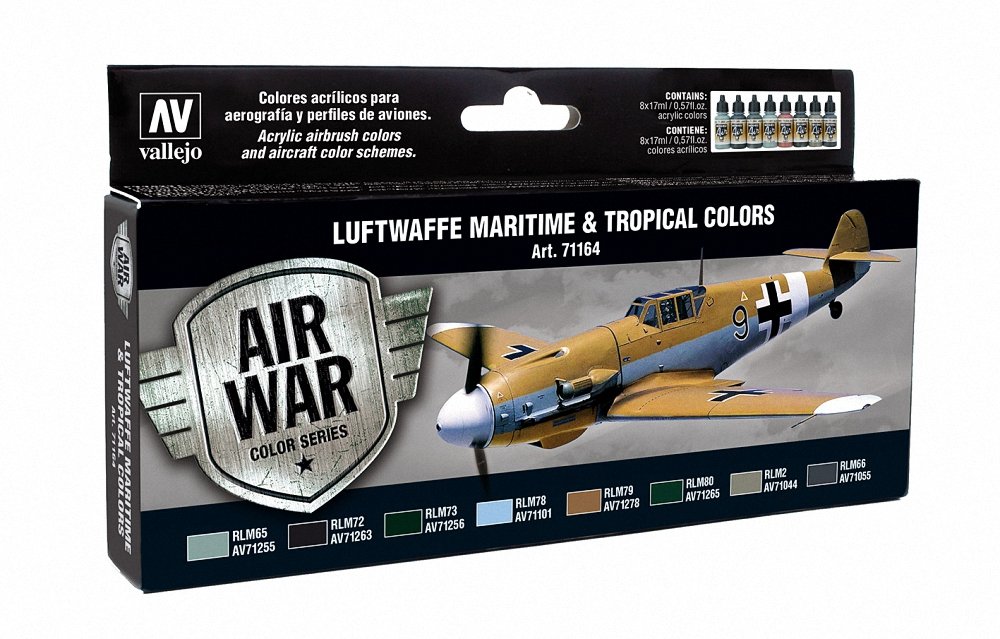 Vallejo Model Air Set - Luftwaffe Maritime and Tropical Colors,17 ml (Pack of 8)