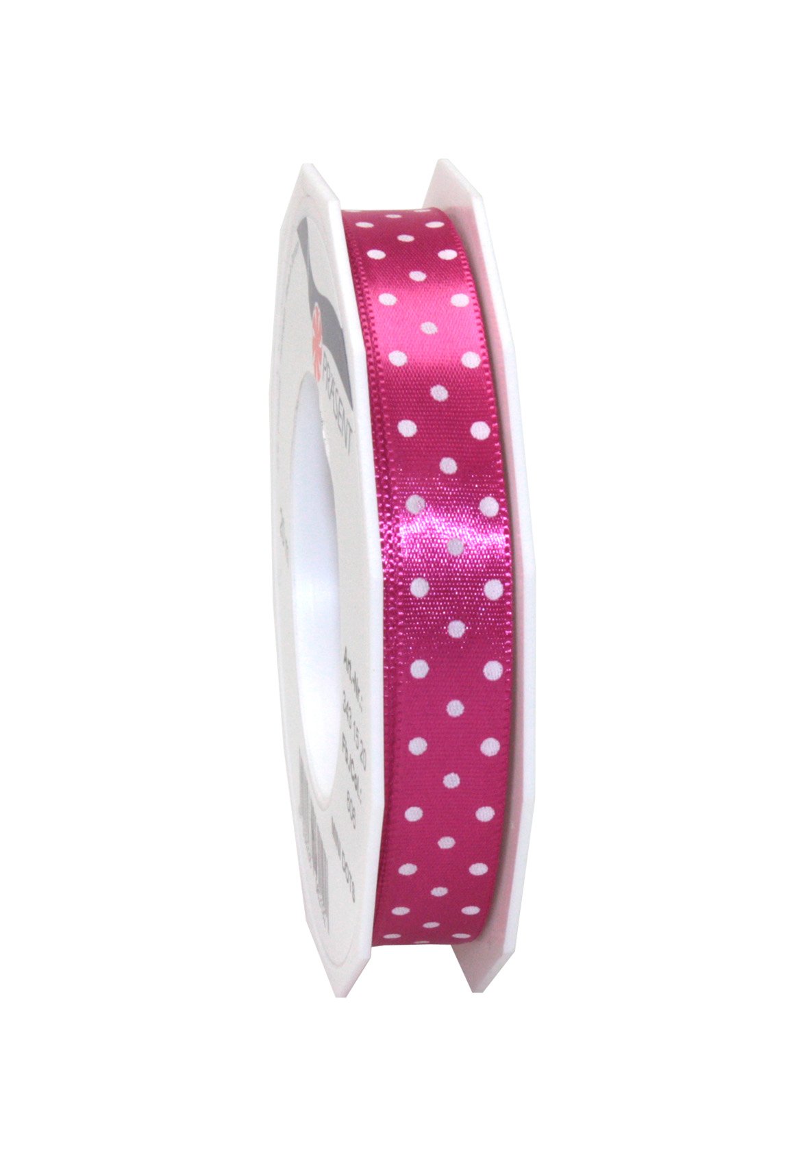 C.E. Pattberg Präsent - Mini Dots Printed Satin Ribbon Pink 15 mm width, 20 m length — image 1