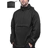 33,000ft Men's Pullover Rain Jacket Waterproof with Hood Lightweight Packable Raincoat Windbreaker for Golf Travel